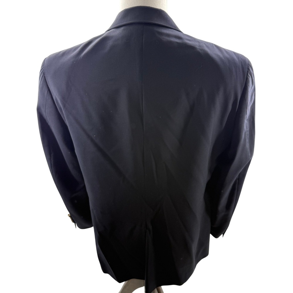 Austin Reed Mens Navy Blue 100% Worsted Wool 2-Button Blazer Gold Buttons 40S - Picture 10 of 11